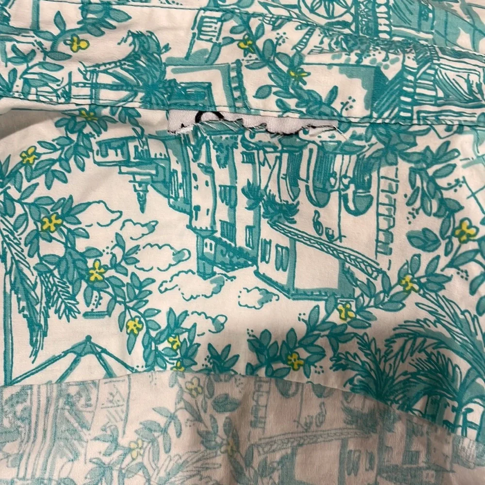Lilly Pulitzer Worth Ave Toile Print Collar Wrap top SZ 6 - Picture 4 of 5